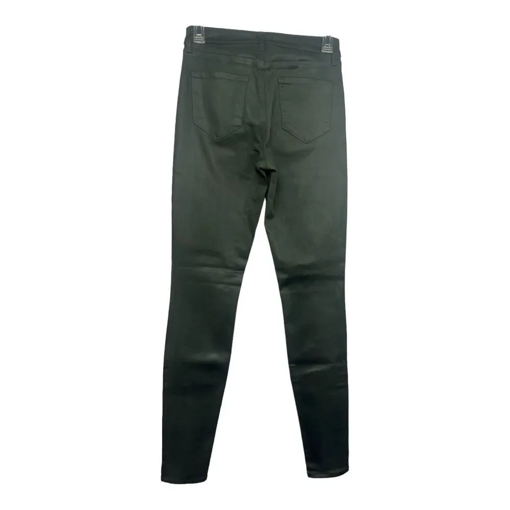 L'Agence NWT Marguerite High Rise Coated Skinny Jeans Size 26 in Ivy Green